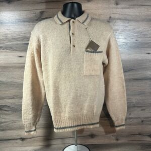 Vintage Thane Wool Sweater Men's Medium New With Tag‎ 1/4 Button
